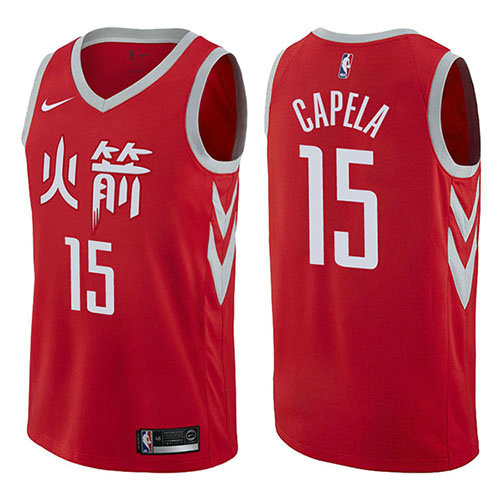 Camiseta baloncesto Clint Capela 15 Ciudad 2017-18 Rojo Houston Rockets Hombre