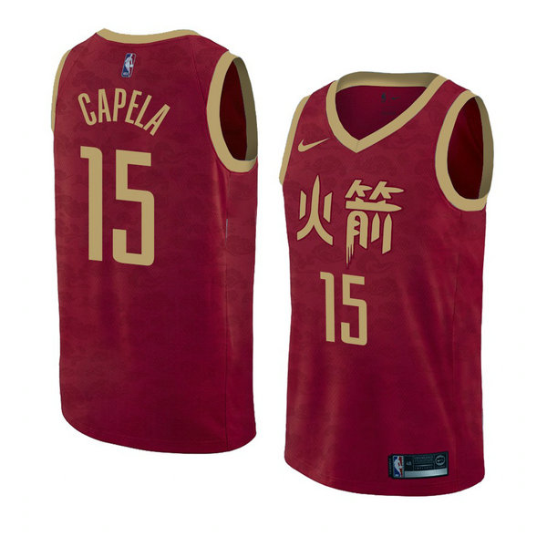 Camiseta baloncesto Clint Capela 15 Ciudad 2018-19 Rojo Houston Rockets Hombre
