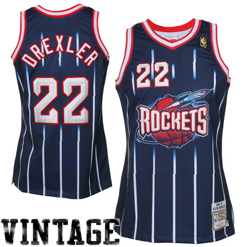 Camiseta baloncesto Clyde Drexler 22 Retro Azul Houston Rockets Hombre