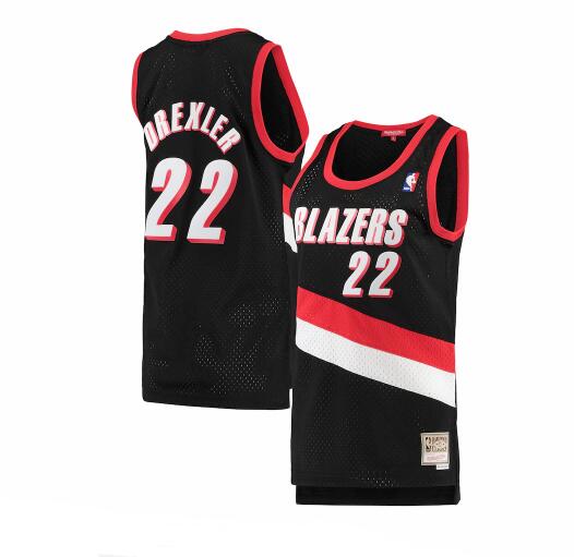 Camiseta baloncesto Clyde Drexler 22 hardwood classics Negro Portland Trail Blazers Mujer