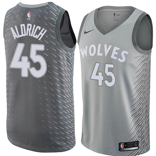 Camiseta baloncesto Cole Aldrich 45 Ciudad 2018 Gris Minnesota Timberwolves Hombre