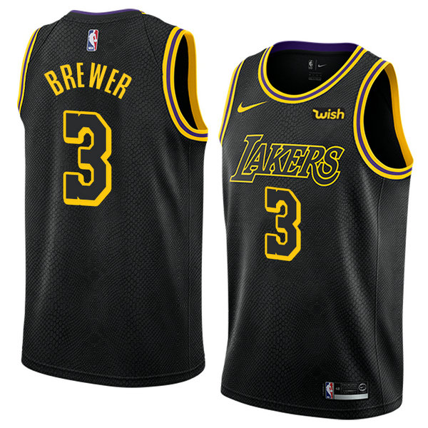 Camiseta baloncesto Corey Brewer 3 Ciudad 2018 Negro Los Angeles Lakers Hombre