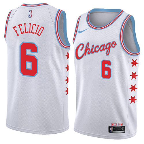 Camiseta baloncesto Cristiano Felicio 6 Ciudad 2018 Blanco Chicago Bulls Hombre