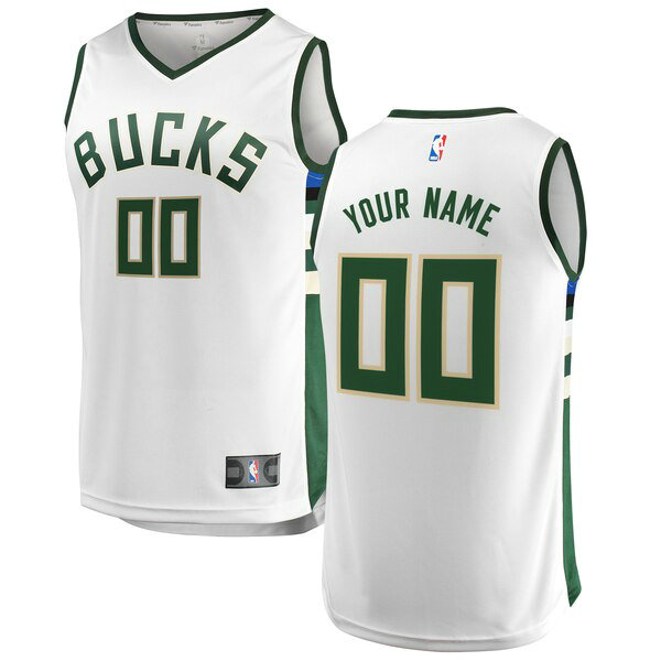 Camiseta baloncesto Custom 0 Association Edition Blanco Milwaukee Bucks Hombre