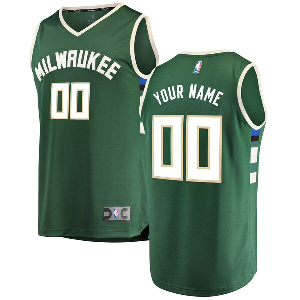 Camiseta baloncesto Custom 0 Icon Edition Verde Milwaukee Bucks Hombre