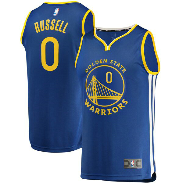 Camiseta baloncesto D'Angelo Russell 0 Icon Edition Azul Golden State Warriors Hombre