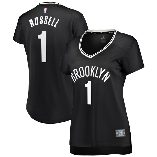 Camiseta baloncesto D'Angelo Russell 1 Réplica Negro Brooklyn Nets Mujer