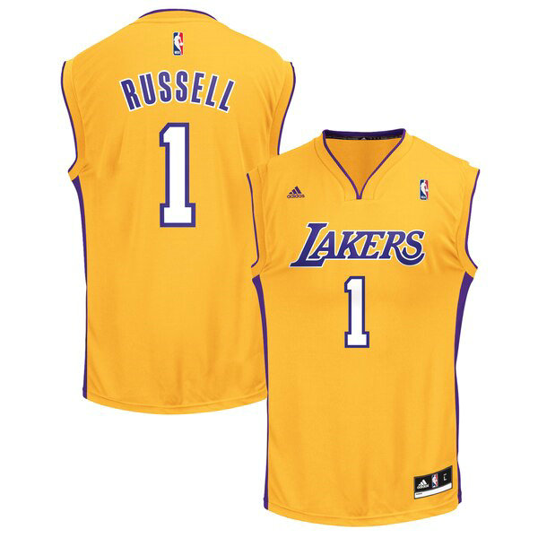 Camiseta baloncesto D'Angelo Russell 1 adidas Replica Amarillo Los Angeles Lakers Hombre