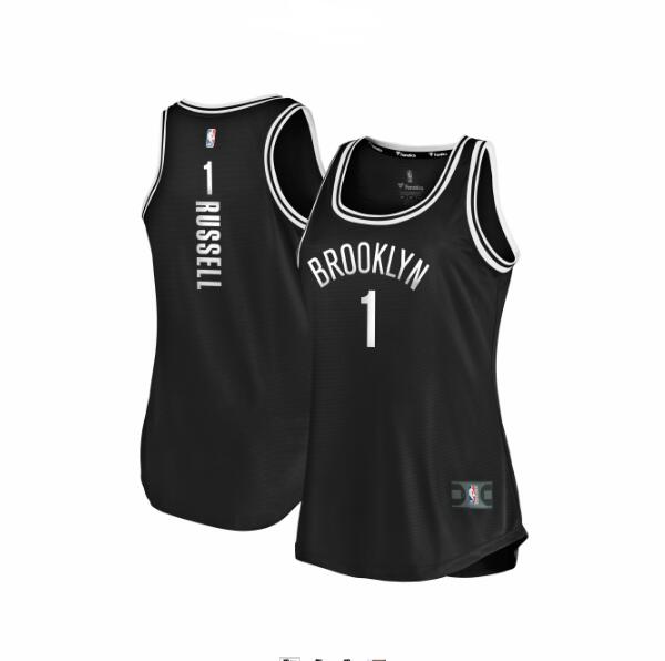Camiseta baloncesto D'Angelo Russell 1 clasico Negro Brooklyn Nets Mujer