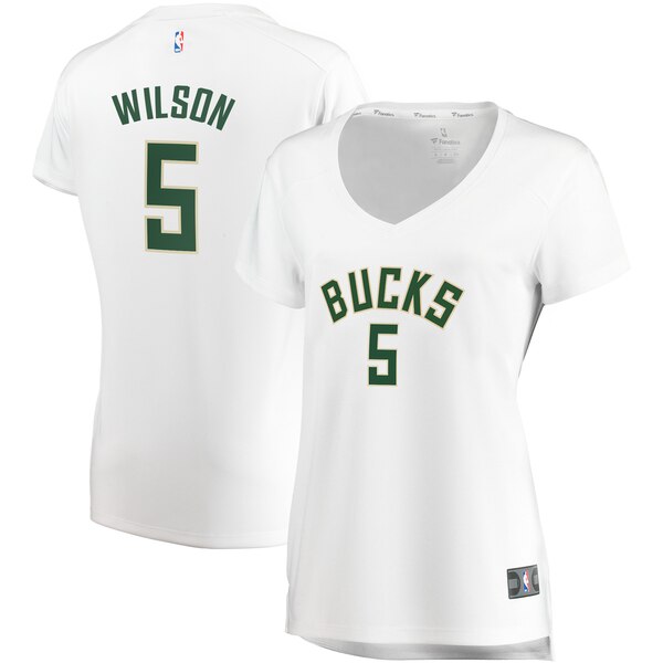 Camiseta baloncesto D.J. Wilson 5 association edition Blanco Milwaukee Bucks Mujer
