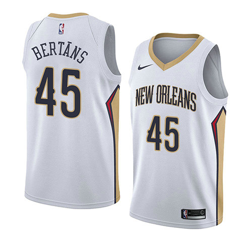Camiseta baloncesto Dairis Bertans 45 Association 2018 Blanco New Orleans Pelicans Hombre