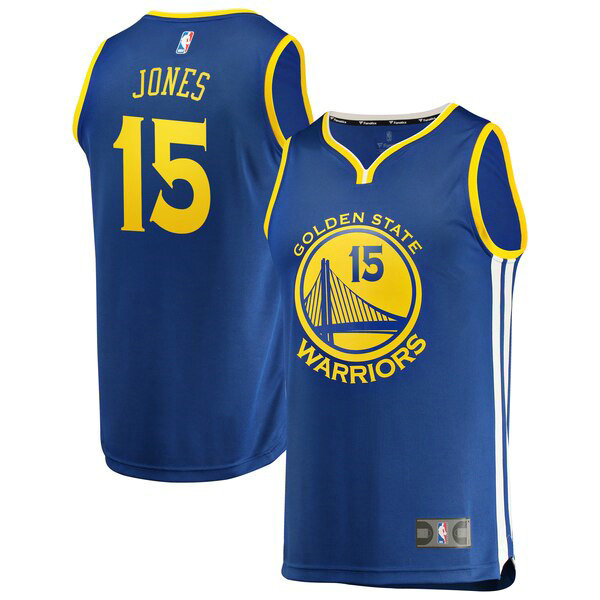 Camiseta baloncesto Damian Jones 15 Icon Edition Azul Golden State Warriors Hombre