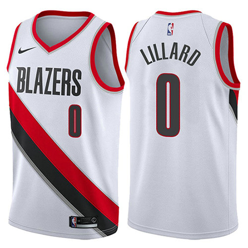 Camiseta baloncesto Damian Lillard 0 2017-18 Blanco Portland Trail Blazers Hombre