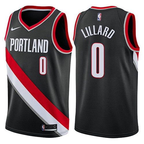 Camiseta baloncesto Damian Lillard 0 2017-18 Negro Portland Trail Blazers Hombre