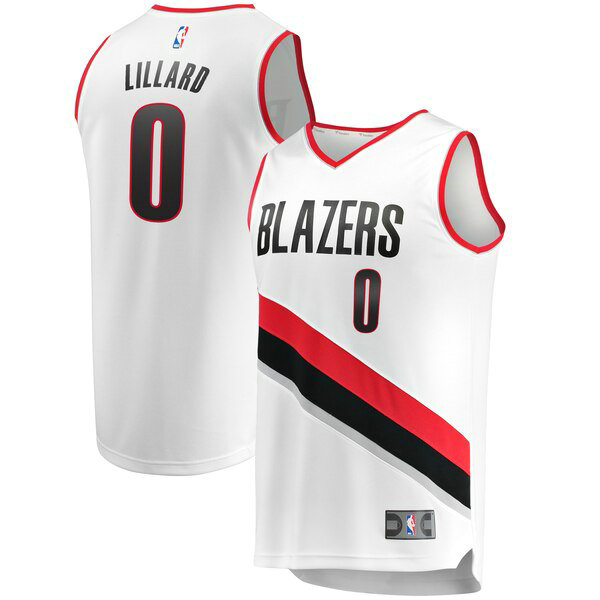 Camiseta baloncesto Damian Lillard 0 Association Edition Blanco Portland Trail Blazers Hombre