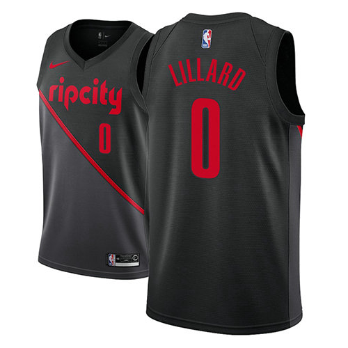 Camiseta baloncesto Damian Lillard 0 Ciudad 2018-19 Negro Portland Trail Blazers Hombre