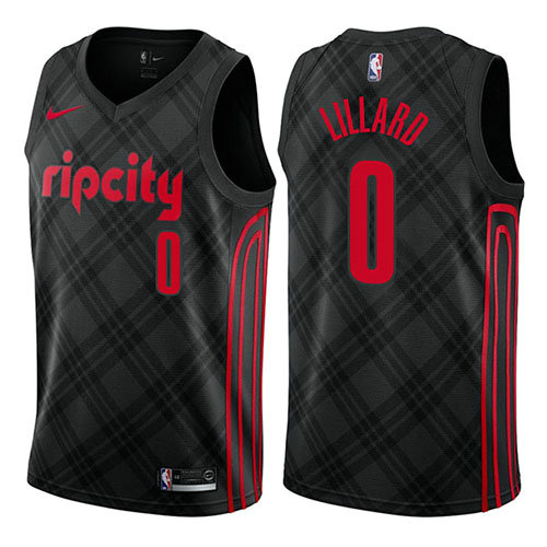 Camiseta baloncesto Damian Lillard 0 Ciudad Negro Portland Trail Blazers Hombre