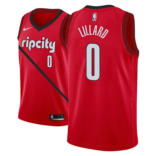 Camiseta baloncesto Damian Lillard 0 Earned 2018-19 Rojo Portland Trail Blazers Hombre