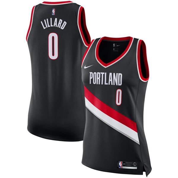 Camiseta baloncesto Damian Lillard 0 Nike icon edition Negro Portland Trail Blazers Mujer