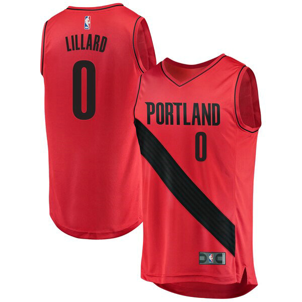 Camiseta baloncesto Damian Lillard 0 Statement Edition Rojo Portland Trail Blazers Hombre