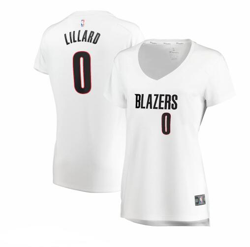 Camiseta baloncesto Damian Lillard 0 association edition Blanco Portland Trail Blazers Mujer