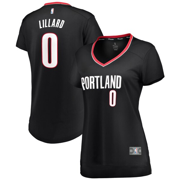Camiseta baloncesto Damian Lillard 0 icónico Negro Portland Trail Blazers Mujer