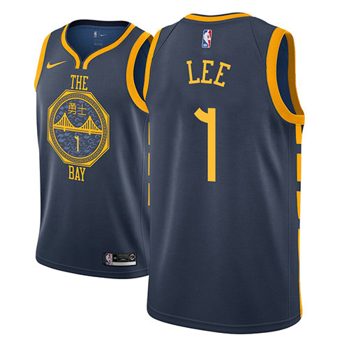 Camiseta baloncesto Damion Lee 1 Ciudad 2018-19 Azul Golden State Warriors Hombre