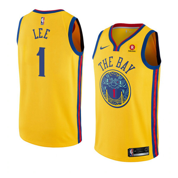 Camiseta baloncesto Damion Lee 1 Ciudad 2018 Amarillo Golden State Warriors Hombre