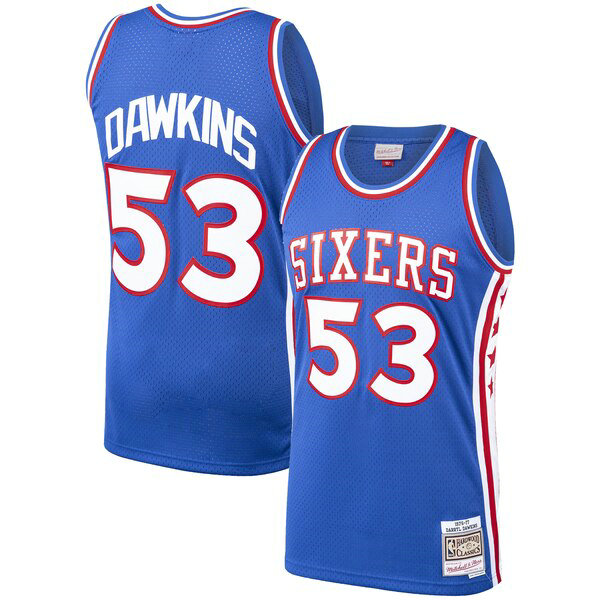 Camiseta baloncesto Darryl Dawkins 53 1976-1977 Classics Swingman Azul Philadelphia 76ers Hombre