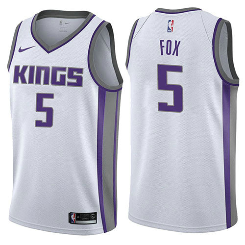 Camiseta baloncesto De'Aaron Fox 5 Association 2017-18 Blanco Sacramento Kings Hombre