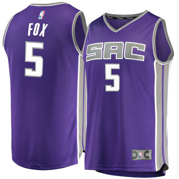 Camiseta baloncesto De'Aaron Fox 5 Icon Edition Púrpura Sacramento Kings Hombre