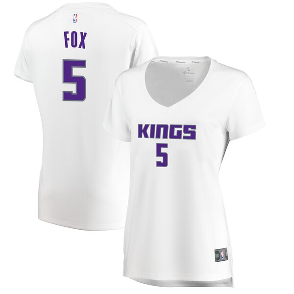 Camiseta baloncesto De'Aaron Fox 5 association edition Blanco Sacramento Kings Mujer
