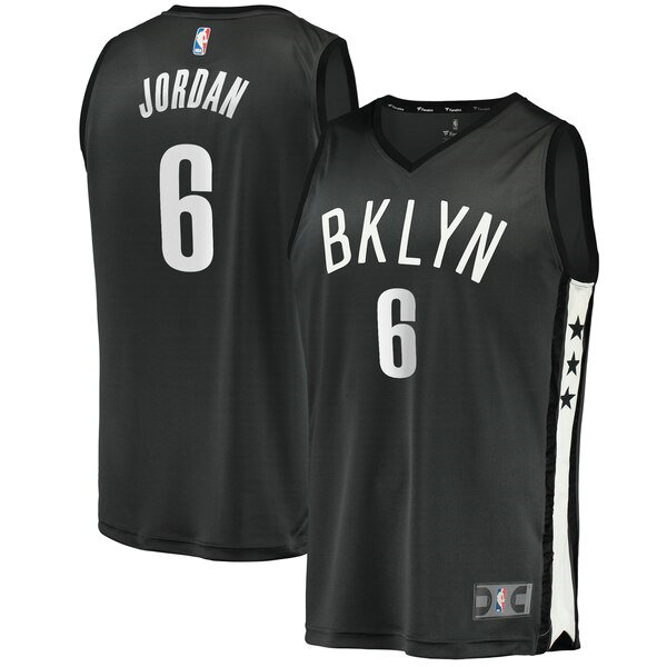 Camiseta baloncesto DeAndre Jordan 6 2019 Negro Brooklyn Nets Hombre