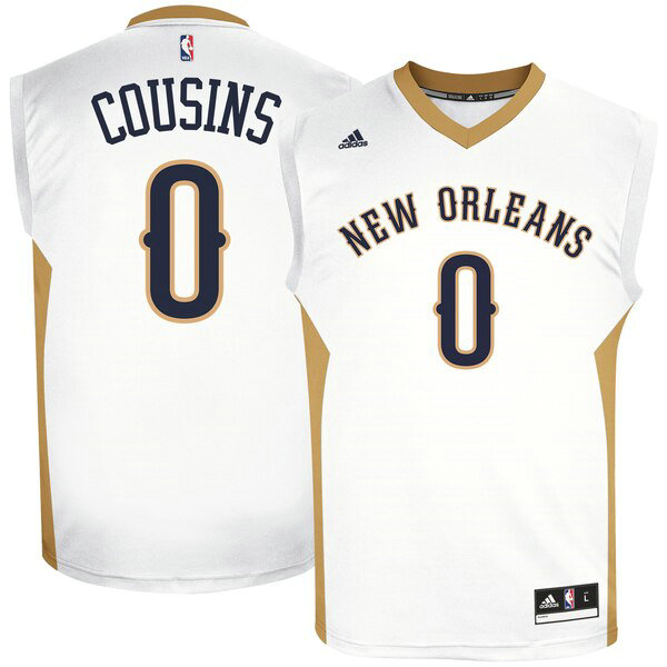 Camiseta baloncesto DeMarcus Cousins 0 adidas Home Replica Blanco New Orleans Pelicans Hombre