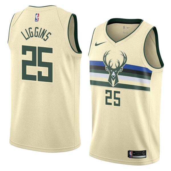 Camiseta baloncesto Deandre Liggins 25 Ciudad 2018 Crema Milwaukee Bucks Hombre