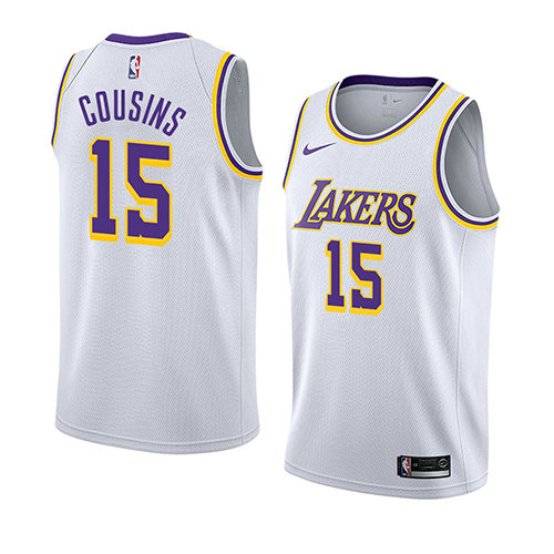Camiseta baloncesto Demarcus Cousins 15 Association 2019-20 Blanco Los Angeles Lakers Hombre