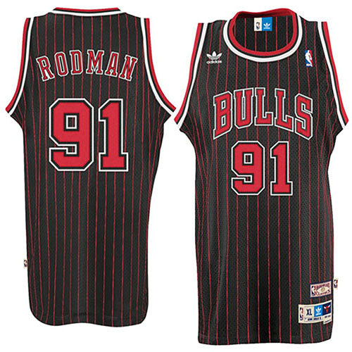 Camiseta baloncesto Dennis Rodman 91 Retro Negro Chicago Bulls Hombre