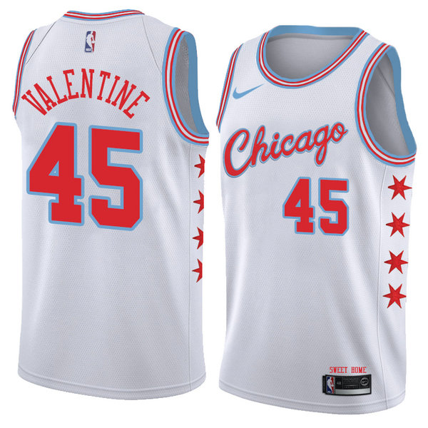 Camiseta baloncesto Denzel Valentine 45 Ciudad 2018 Blanco Chicago Bulls Hombre