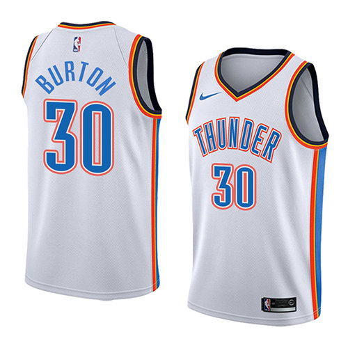 Camiseta baloncesto Deonte Burton 30 Association 2018 Blanco Oklahoma City Thunder Hombre