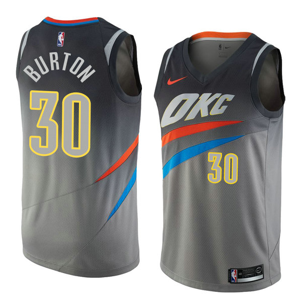 Camiseta baloncesto Deonte Burton 30 Ciudad 2018 Gris Oklahoma City Thunder Hombre