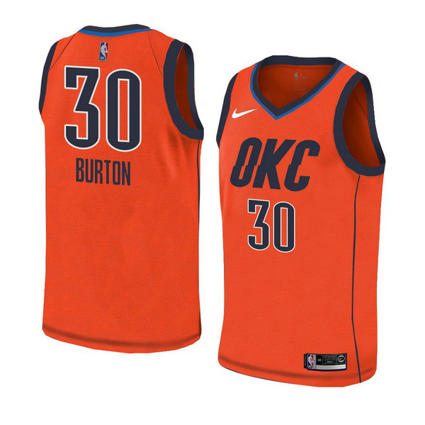 Camiseta baloncesto Deonte Burton 30 Earned 2018-19 Naranja Oklahoma City Thunder Hombre
