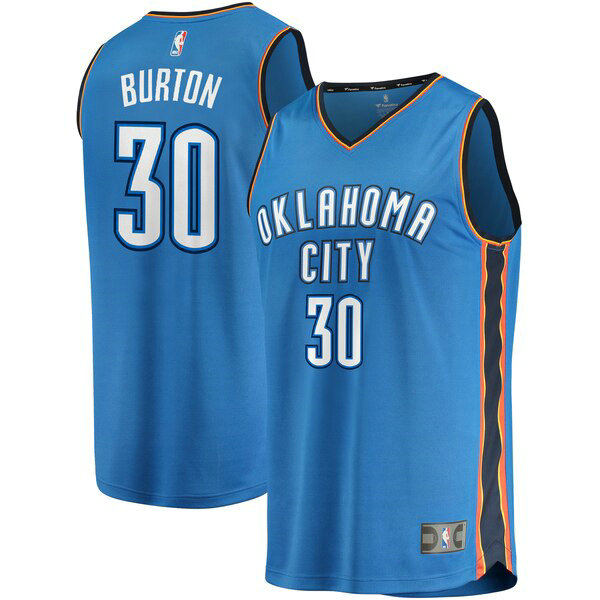 Camiseta baloncesto Deonte Burton 30 Icon Edition Azul Oklahoma City Thunder Hombre