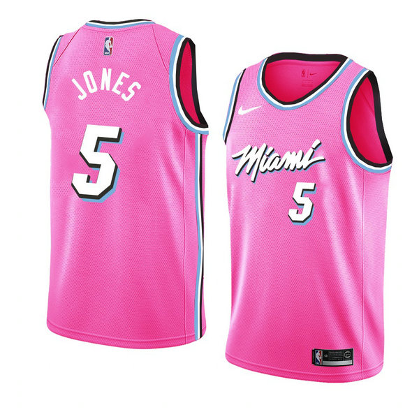 Camiseta baloncesto Derrick Jones 5 Earned 2018-19 Rosa Miami Heat Hombre