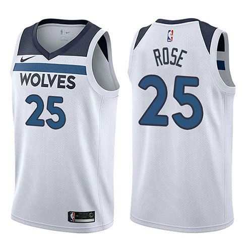 Camiseta baloncesto Derrick Rose 25 Association 2017-18 Blanco Minnesota Timberwolves Hombre