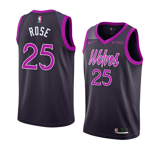 Camiseta baloncesto Derrick Rose 25 Ciudad 2018-19 P鐓pura Minnesota Timberwolves Hombre