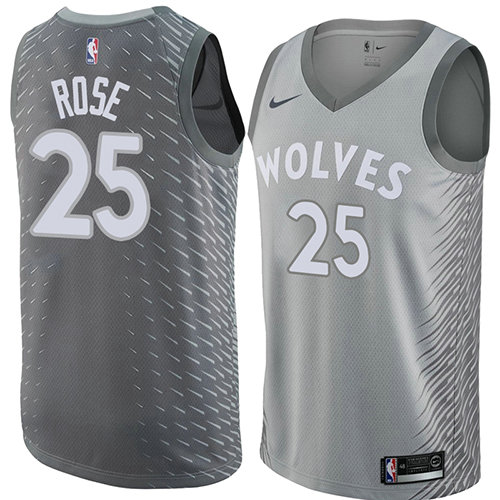 Camiseta baloncesto Derrick Rose 25 Ciudad 2018 Gris Minnesota Timberwolves Hombre