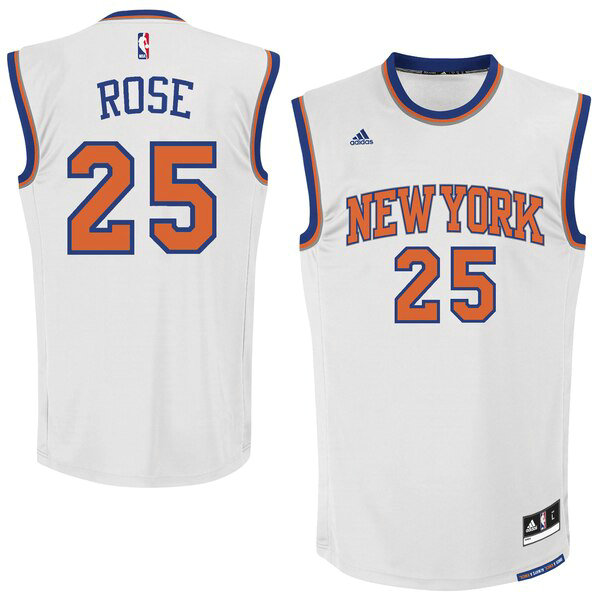 Camiseta baloncesto Derrick Rose 25 Replica Blanco New York Knicks Hombre