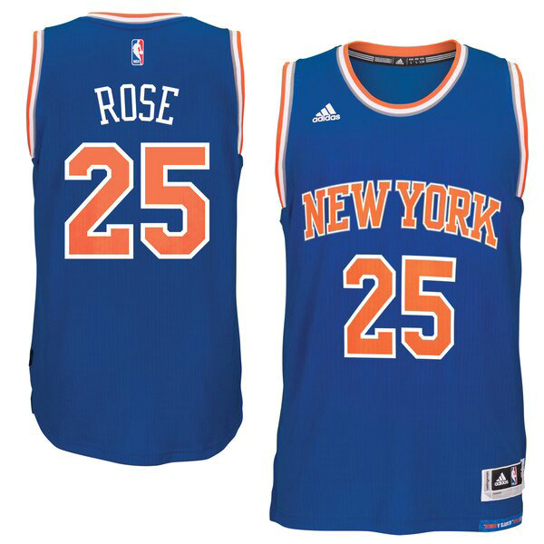 Camiseta baloncesto Derrick Rose 25 climacool Road Swingman Azul New York Knicks Hombre