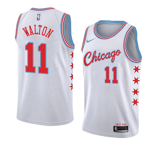 Camiseta baloncesto Derrick Walton 11 Ciudad 2018 Blanco Chicago Bulls Hombre