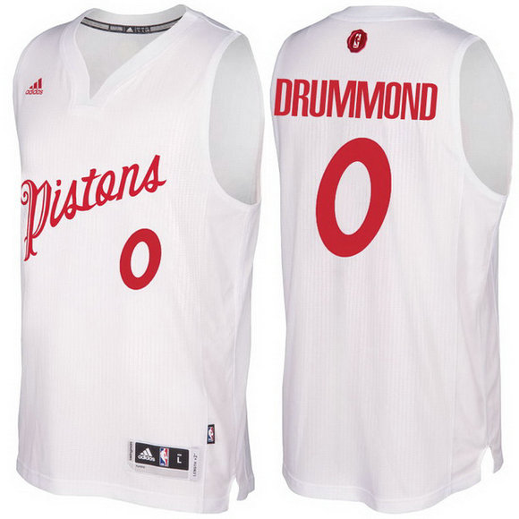 Camiseta baloncesto Detroit Pistons Navidad 2016 Andre Drummond 0 Blanca